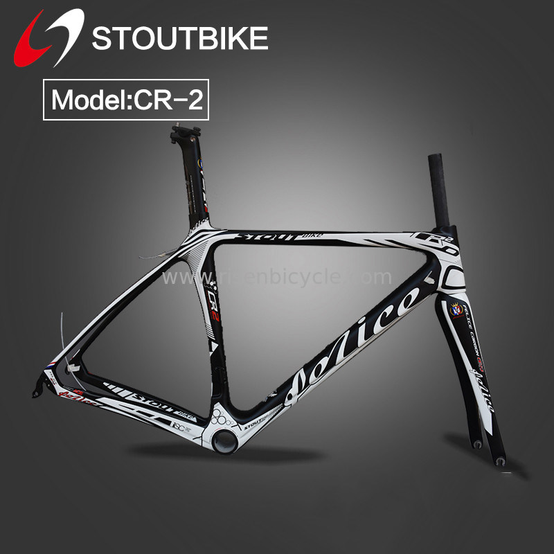 700C Carbon Fiber Road Aero Frame+Fork+Seatpost STOUT CR2 900 Grams BB