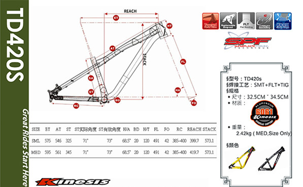 TD420S Dirt Jump/BMXAluminum Bike Frame, DJ/Hardtail Mountain Bike Mtb 26er/27.5er 2