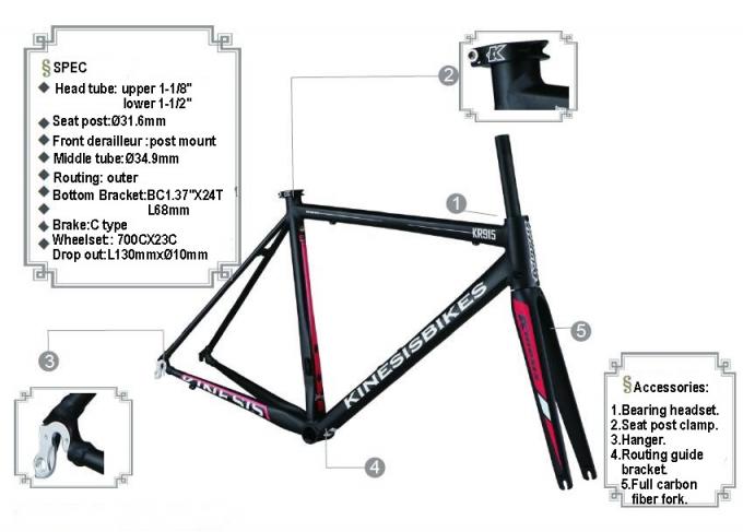 Scandium Aluminum Bike Frame Aero Road Racing Frame Lightweight All Sizes OEM 10