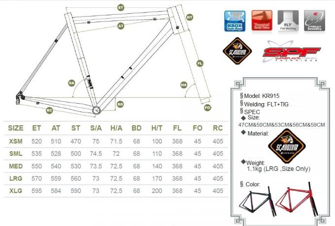 Scandium Aluminum Bike Frame Aero Road Racing Frame Lightweight All Sizes OEM 11