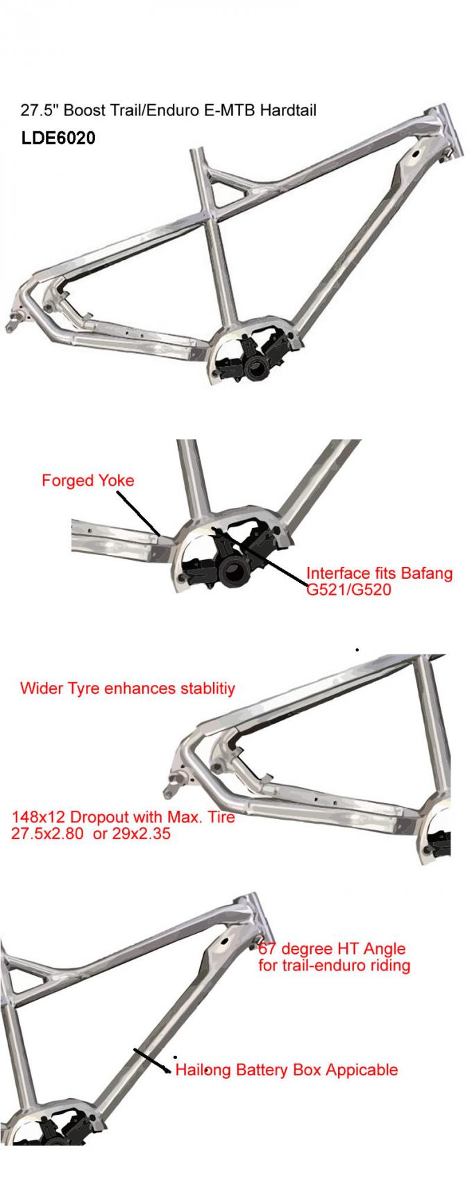 29er Bafang 500w E-Bike Frame Mid-Drive Electric Bicycle Parts 0