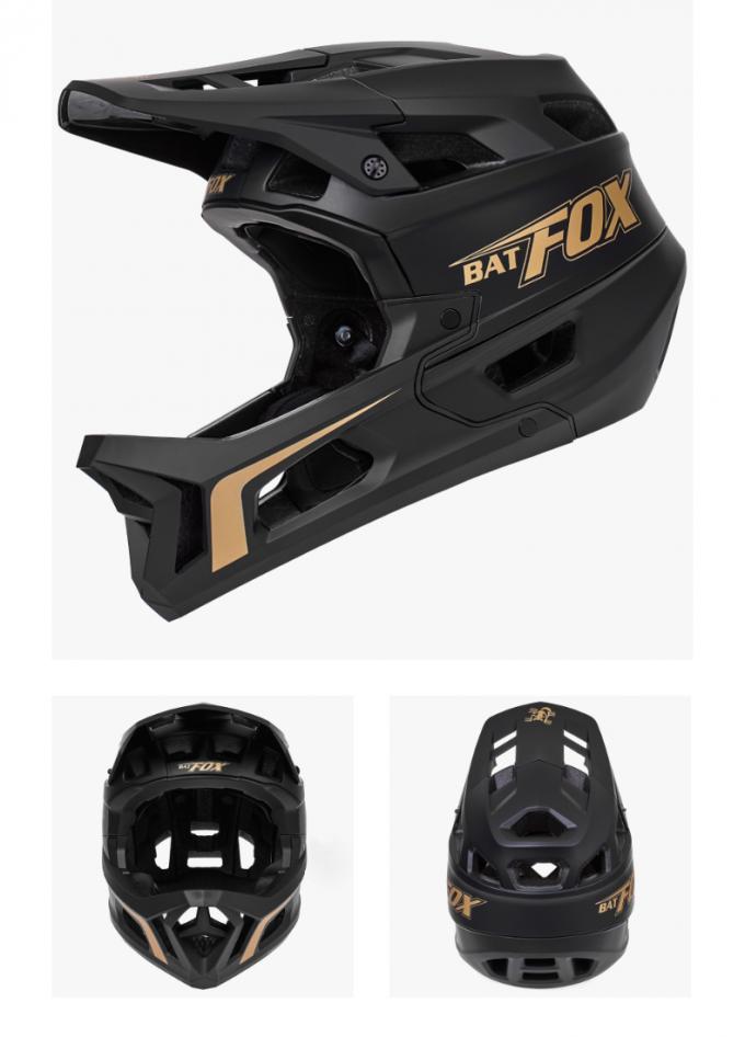 Adult BMX Full Helmet Downhill Off Road Integrated Anti Drop Anti Glare Hat Brim Full Face Helmet Black 6
