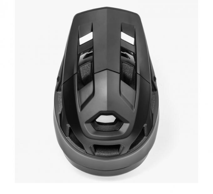 Adult BMX Full Helmet Downhill Off Road Integrated Anti Drop Anti Glare Hat Brim Full Face Helmet Black 7