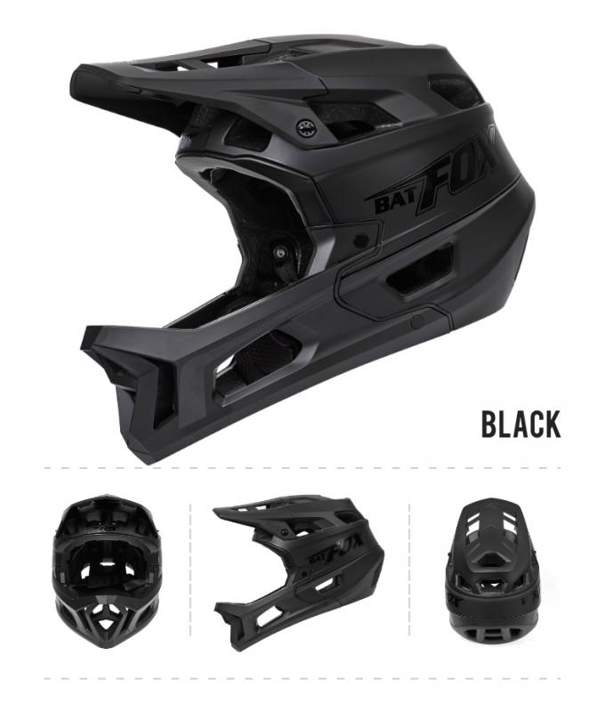 Adult BMX Full Helmet Downhill Off Road Integrated Anti Drop Anti Glare Hat Brim Full Face Helmet Black 12
